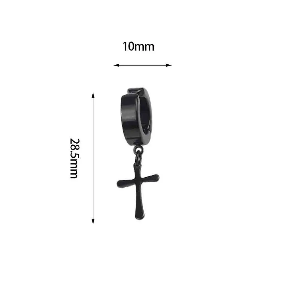 

Carlota Vintage Fashionable Cross Design Men Metal Ear Hooks Ear Stud Non Piercing Clip Earrings Fake Earrings for Boyfriend