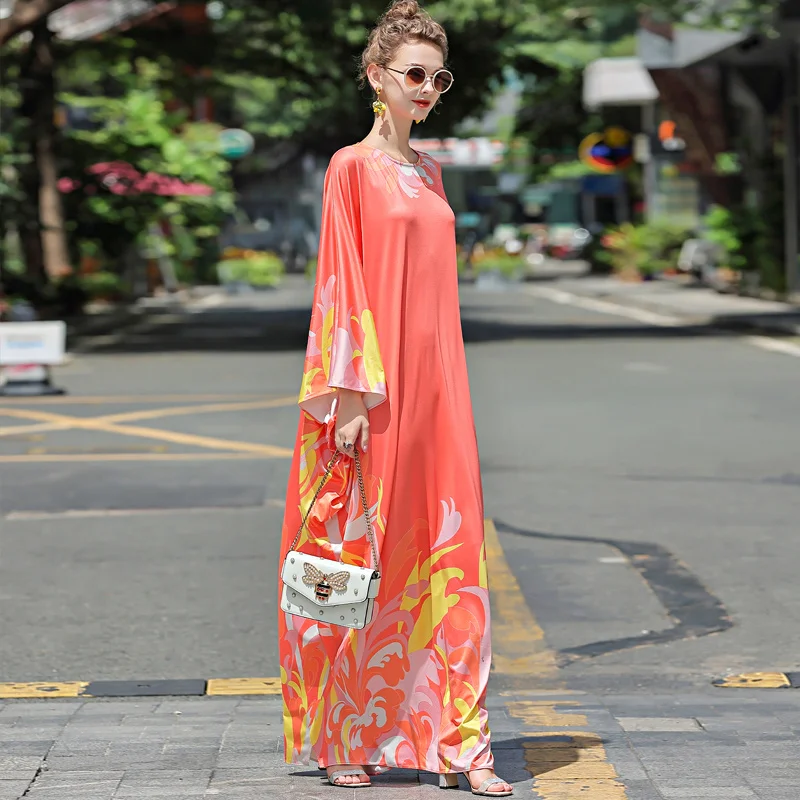 

DIDABOLE High Quality Loose Long Dress Women'S New Bohemian Designer Knitting Printing Fashion Vintage Elegant Party Dresses