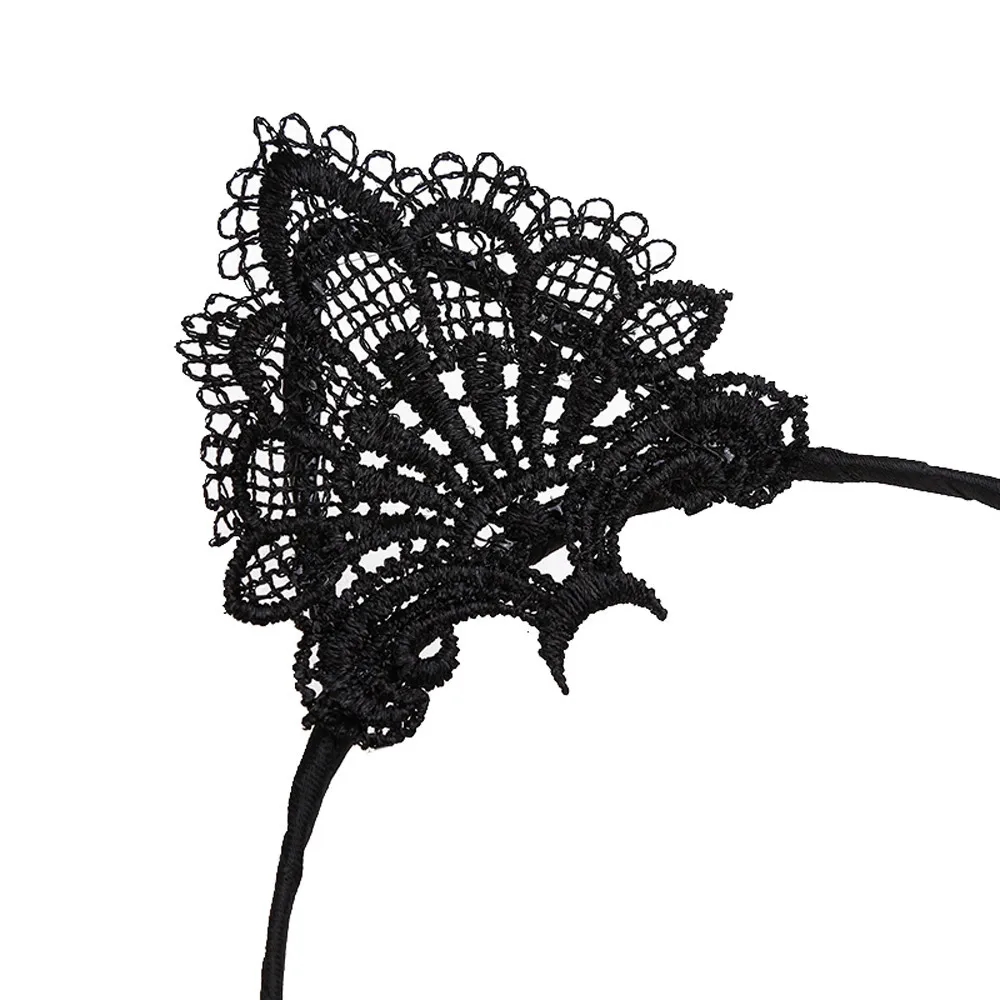 

Women Headwear Lace Hair Hoop Lovely Cat Ear Head Chain Jewelry Head Hair Band Headband Hair Accessories Party Bridal Headdress