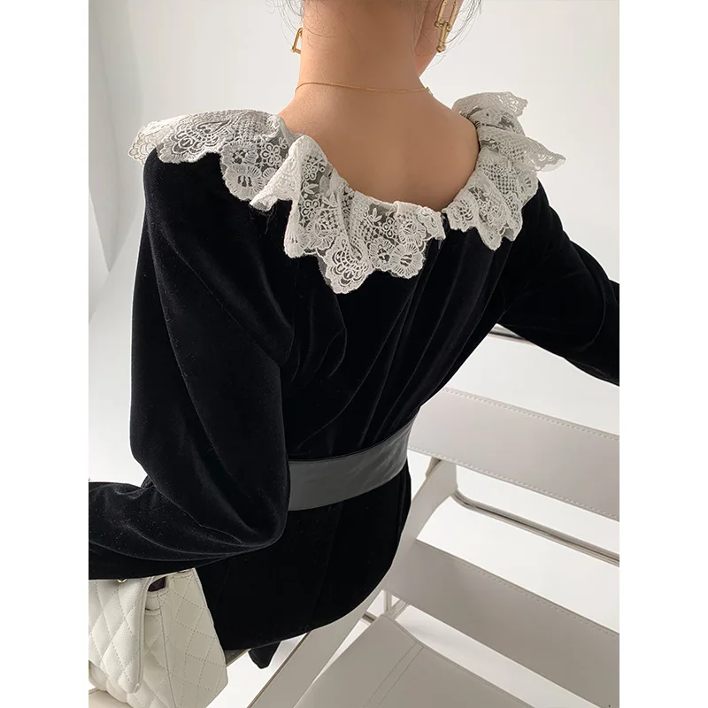 Женские вечерние платья в Корейском стиле знаменитостей с длинным рукавом и