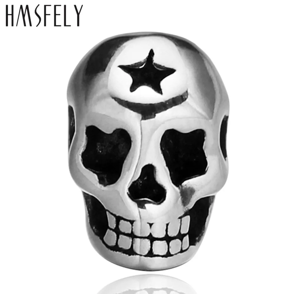 HMSFELY 316L бусины из нержавеющей стали с головой счастливого черепа аксессуары для