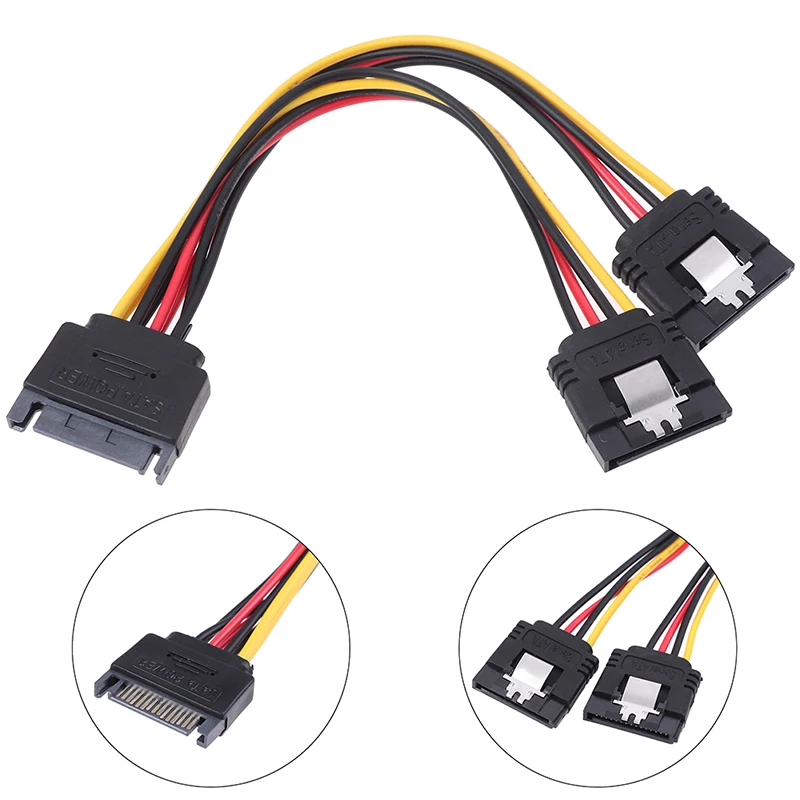 

1Pc SATA Power 15-pin Y-Splitter Cable Adapter Male to Female for HDD Hard Drive