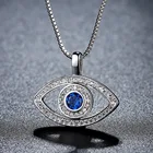Чокер голубой Стразы для женщин, ожерелье с подвеской голубой глаз в коробке, цепочка с кулоном, модное Ювелирное Украшение