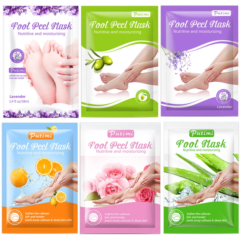 

Putimi 6Pack Moisturizing Feet Exfoliating Foot Mask for Legs Lavender Heels Skin Peeling Dead Skin Feet Mask for Pedicure Socks