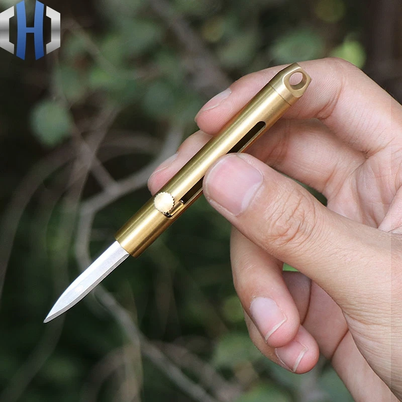 Винтажный медный мини нож съемный нажимной портативный карманный нож|Ножи| |
