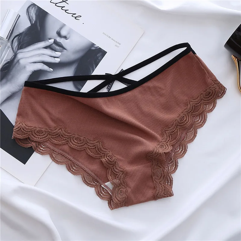 

Women Sexy Lace Threaded Low-waist Seamless Panties Ladies Retro Luxury Bow-knot Hip Raise Briefs Girls Soft Underwear 3 Piece