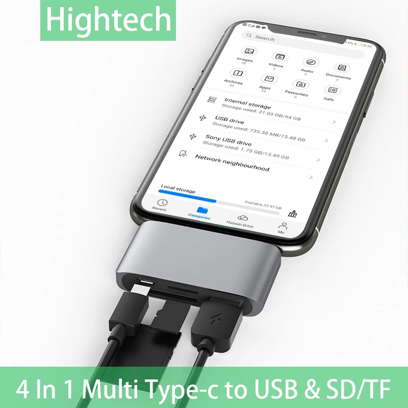 

Устройство для чтения SD-карт, Type C, Micro SD, TF, 4 в 1