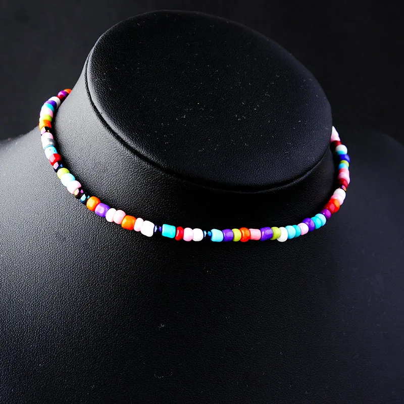 Beads Разноцветные бусы, звезда, луна, солнце, чокеры, ожерелье s для женщин, богемное, красочное, из бисера, подвеска, ювелирное изделие, короткое ожерелье, подарки - Окраска металла: Beads