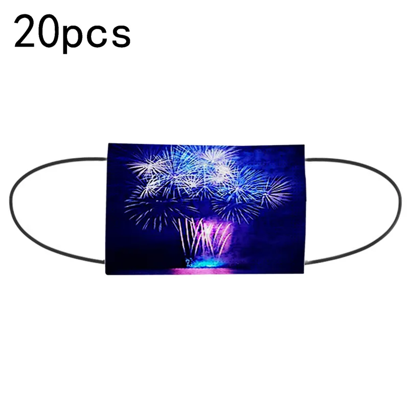 

20 Pcs Mask Firework Pattern 3-layer Meltblown Cloth Breathable New Adult Child Masks High Quality Comfortable Mask