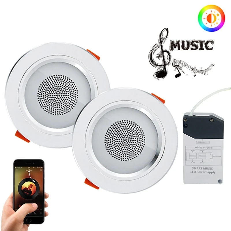 2 шт. Led 4,0 Bluetooth Потолочный светильник Rgb с регулируемой яркостью для внутренней спальни потолочный светильник приложение дистанционное управление музыкальный умный потолочный светильник s