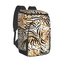 Large Cooler Bag Thermo Lunch Picnic Box Tiger Skin Pattern Insulated Backpack Ice Pack Fresh Carrier Thermal Shoulder Bag