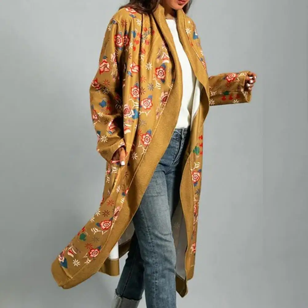 

Women Coat Floral Print Long Sleeve Cardigan Spring Jacket for Daily Wear 2021 New