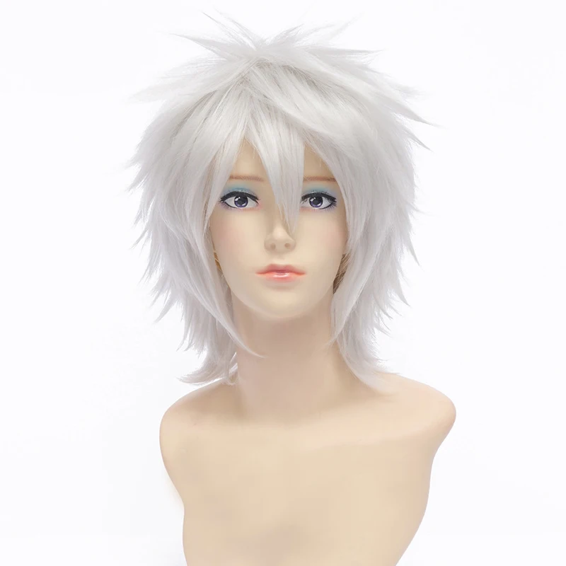 

Мужской короткий парик Hunter x Hunter Killua Zoldyck, костюм для косплея, мохнатый многослойный термостойкий синтетический парик + бесплатная шапочка д...