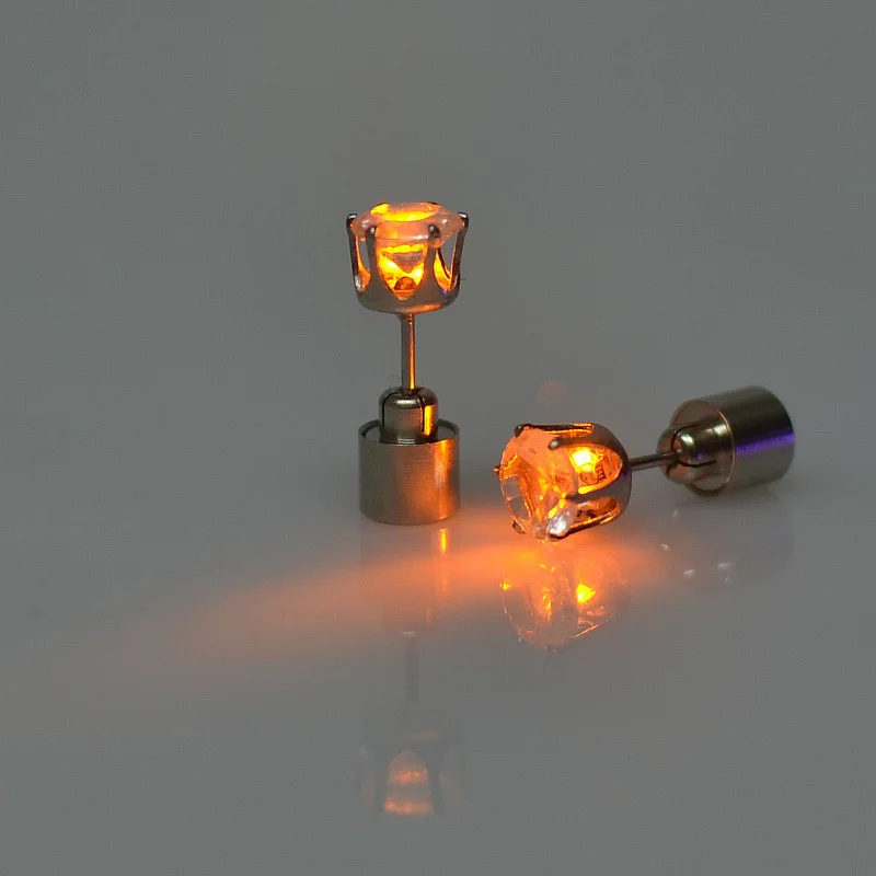 1pair Charm LED Earring Light Up Crown Glowing Crystal Ear Drop Stud Jewelry Dance Party Accessories Supplies Gift |
