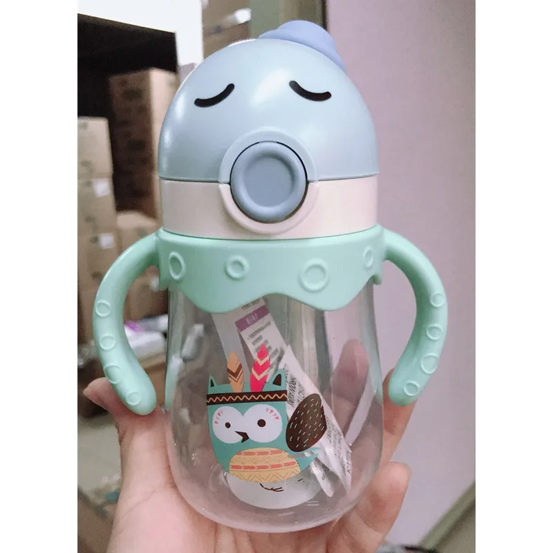 

Kids Children Cartoon Animal School Drinking Water Straw Bottle Gravity Ball Straw Baby Cup with Shoulder Strap Water Bottle New