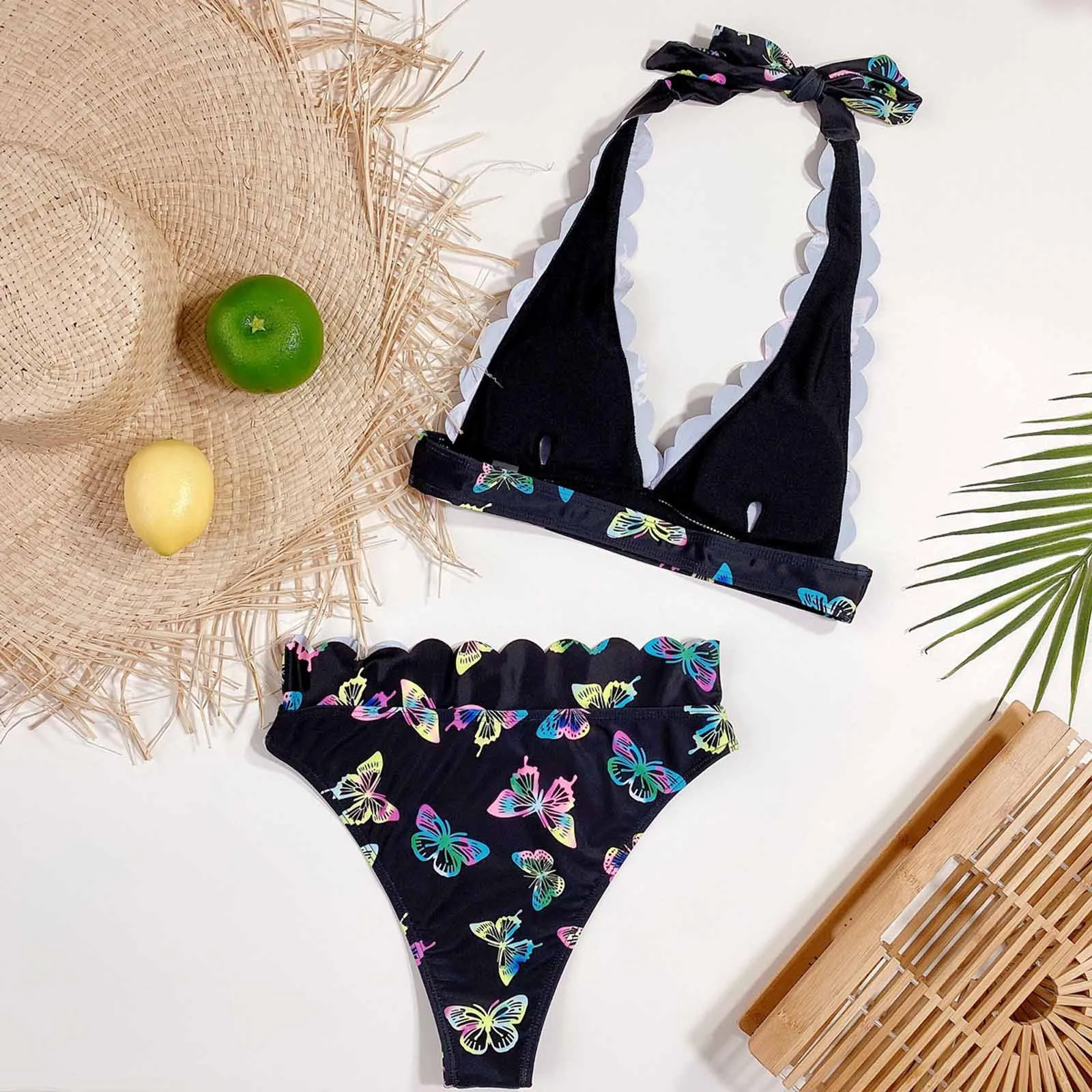 

2021 Sexy Bikini Set Women Sexy Butterfly Print Bikini Push-up Pad Swimwear Set Swimsuit Beachwear Two Piece Swimsuit For Women