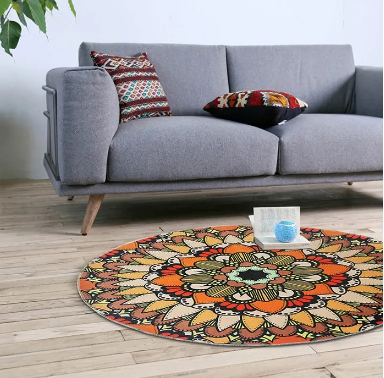 Этнический Boho напольный коврик для гардеробной и ковры коврик для йоги с мандалой Хиппи Мандала нескользящий круглый ковер для гостиной