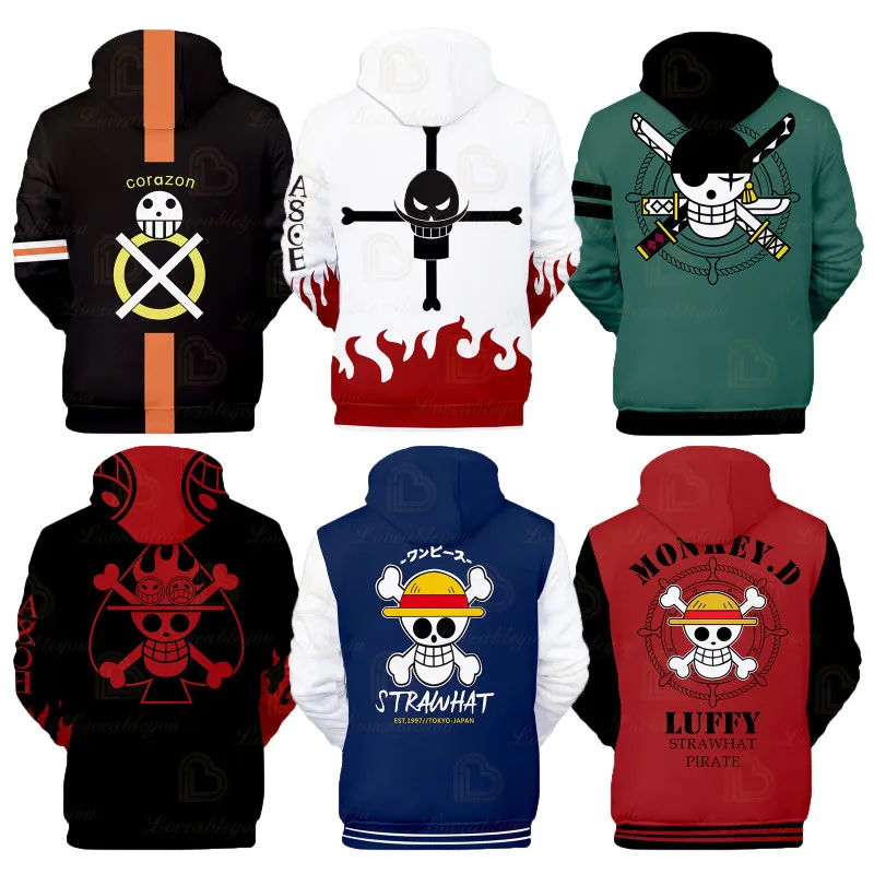 

Anime One Piece Hoodies Luffy Casual Ace Law Zoro Luffy 3D Printed Streetwear Men Sweatshirts Pullover Hooded Women Costume
