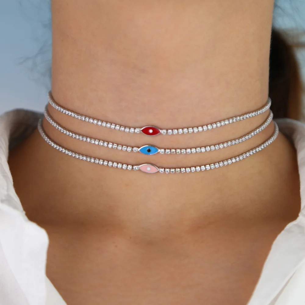 Женский комплект из колье и браслета изящный милый турецкий браслет сглаза с