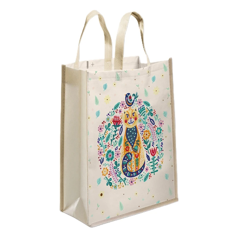 

K5DA 5D DIY Resin Painting Tote Bag Reusable Grocery Bags Fashionable Shopping Daily Organizer Art Handbag for Women Girls