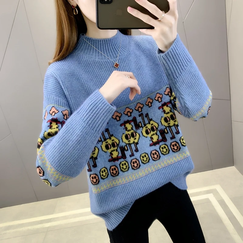 

In the side room 213235 ranked no. 1 】 cartoon film geometry half a turtleneck collar knitting sweater [1193] 39