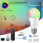 Умная Светодиодная лампа для дома, 15 Вт, E27, Wi-Fi, RGB + CW + WW