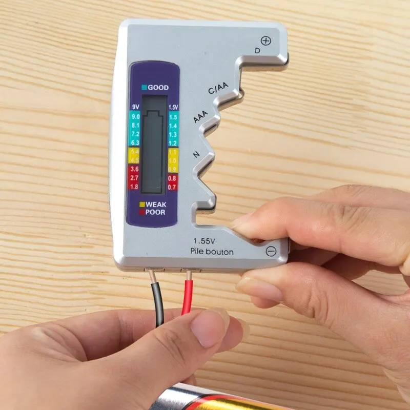 

Digital Battery Tester LCD Display C D N AA AAA 9V 1.5V Button Cell Battery Capacity Check Detector Capacitance Diagnostic Tool
