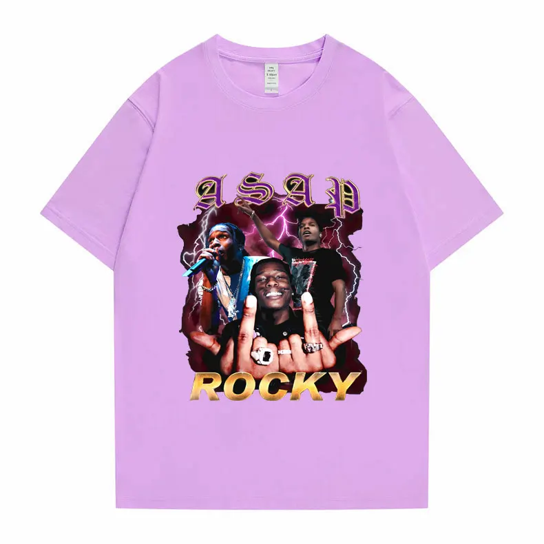 

New Rapper Hip Hop Style Tshirt Asap Rocky Fashion Vintage Tshirt Unisex Cosplay T-shirt Summer Male Black All-match Loose Tee