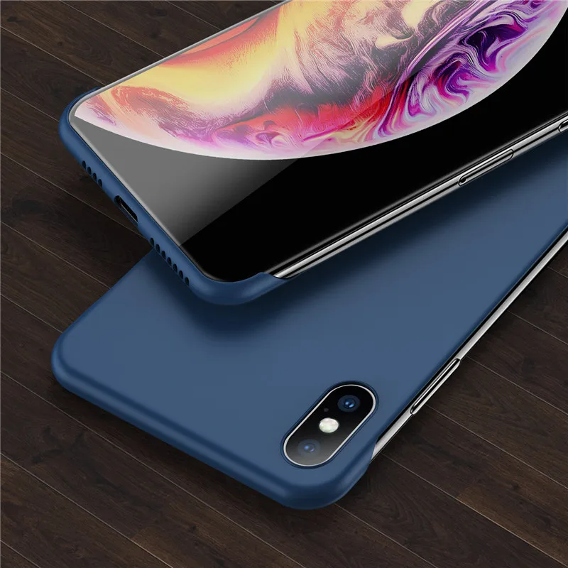 Navy Бескаркасный чехол USLION ярких цветов для iPhone X, XR, XS, Max, 11 Pro, матовый чехол для телефона, для iPhone 11, Pro, Max, 7, 8, 6, 6S Plus, Ультратонкий Жесткий чехол из поликарбоната - Цвет: Navy