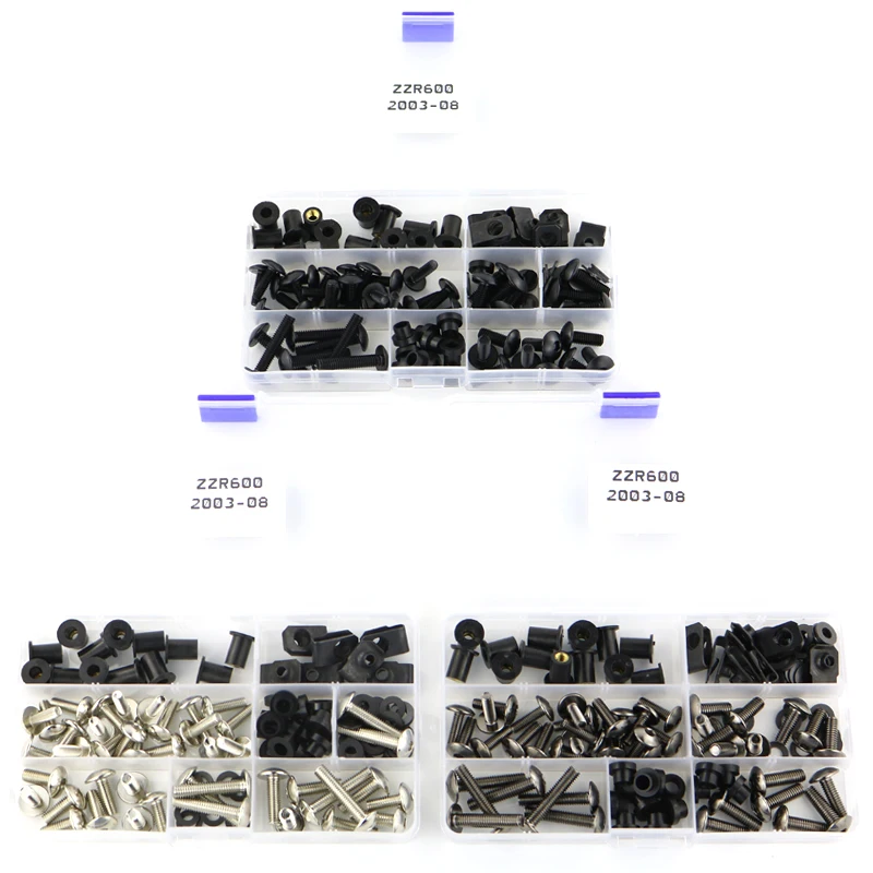 

Motorcycle Complete Fairing Bolts Kit Fit For Kawasaki ZZR600 2003 2004 2005 2006 2007 2008 ZX-6R 1998-2002 Washer Nuts Fastener