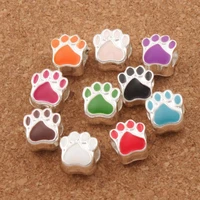 enamel bear dog cat paw print big hole beads 10colors l1770 10pcs plated bead fit european bracelets