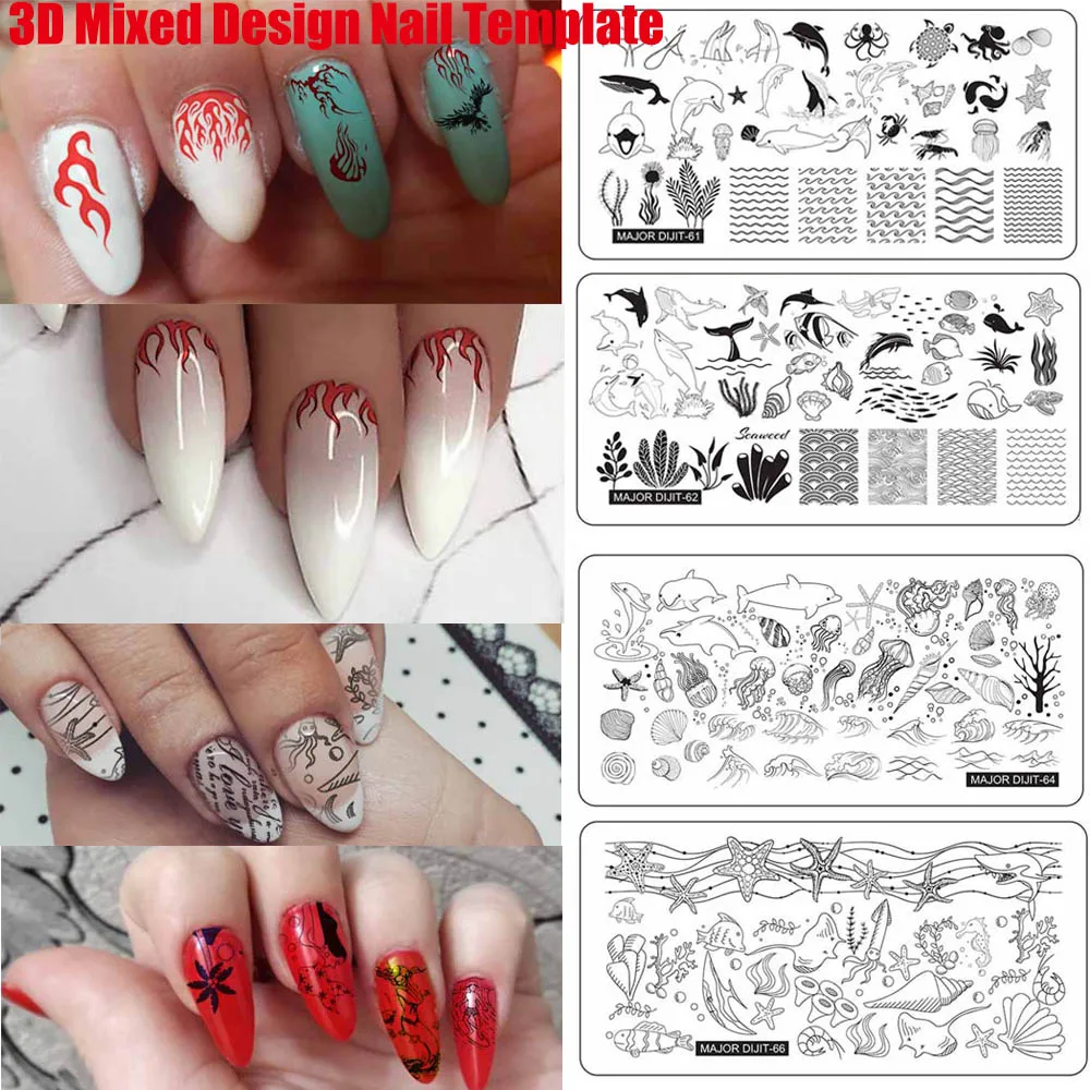 1 шт. штампы для ногтей штамповка шаблон Огненный Цветок Геометрические Животные