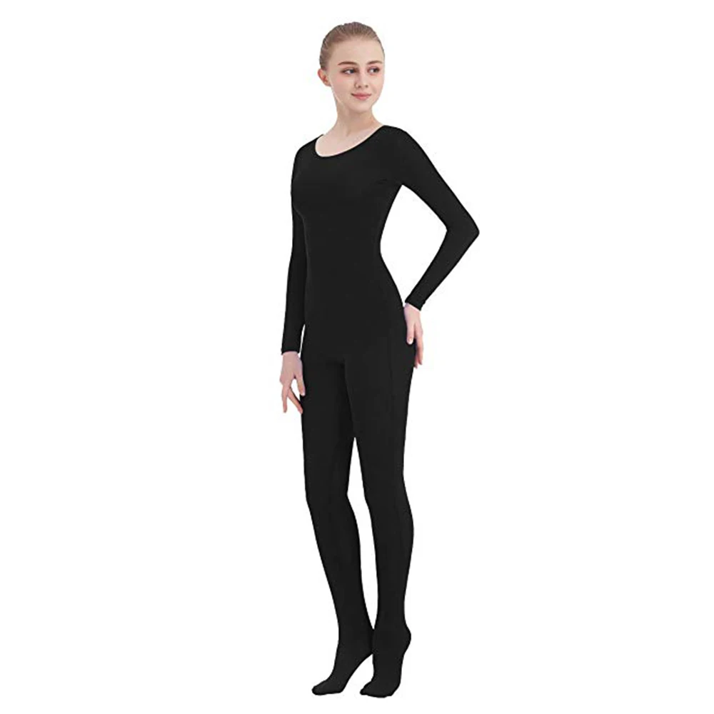 SPEERISE Long Sleeve Unitards for Women Dance Black Gymnastics Unitard Scoop Neck Spandex Catsuits Unisex Jumpsuits Men costumes |