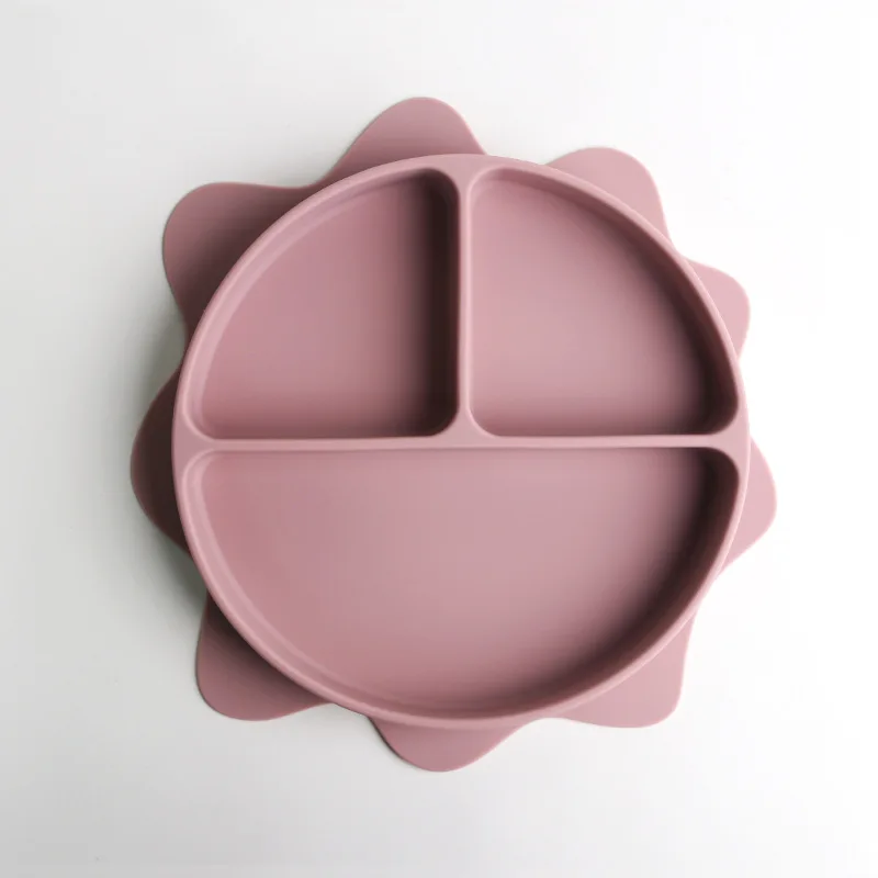 

Children's Silicone Dinner Plate Infant And Toddler Tableware Children's Feeding Bowl Sun Smiley Face With Suction Cup Tray Set