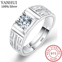 yanhui men adjustable rings wholesale 925 jewelry sterling silver wedding rings finejewelry zircon engagement ring for men jz201