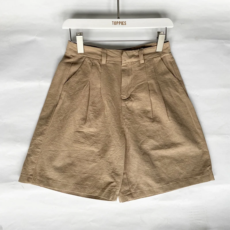 

Toppies White Linen Shorts Wide Leg Summer Shorts Woman High Waist Shorts Streetwear 2021