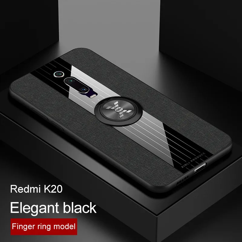 Для Xiaomi mi 9 T/mi 9T Pro Чехол магнитный держатель-кольцо для пальца мягкий кожаный из ТПУ чехол для красного mi K20 Pro Матовая силиконовая задняя крышка - Цвет: Black with ring