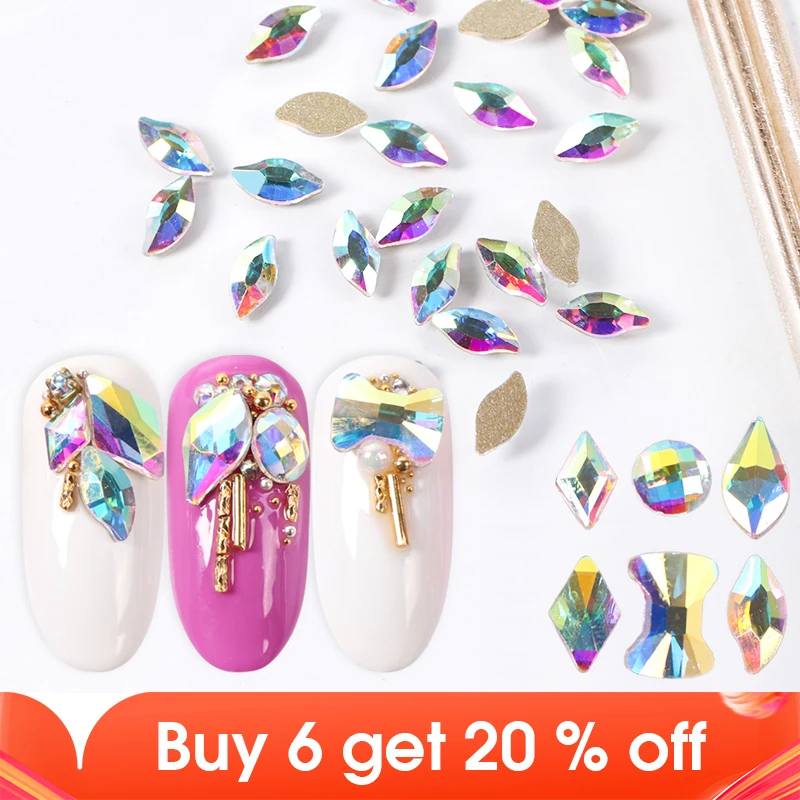10 шт. 3D художественное оформление ногтей стразами в форме Русалочки стеклянные