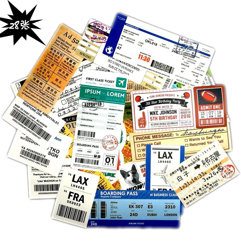 28 водонепроницаемый посадочный талон креативный DIY блокнот наклейки чемодан