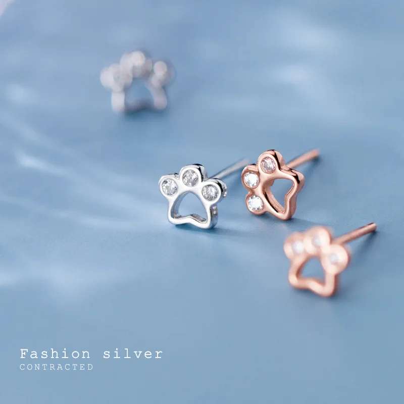 Женские серьги пусеты Trustdavis из 100% серебра 925 пробы с милой собачьей лапой