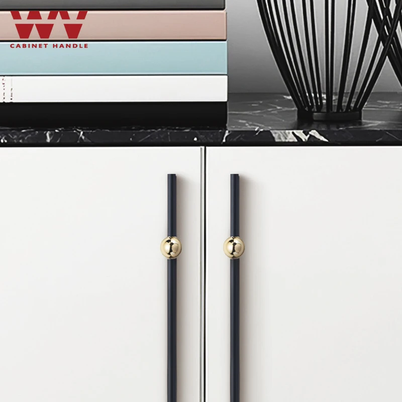 Европейские ручки WV для кухонного шкафа ручка 192 мм из цинкового сплава черная