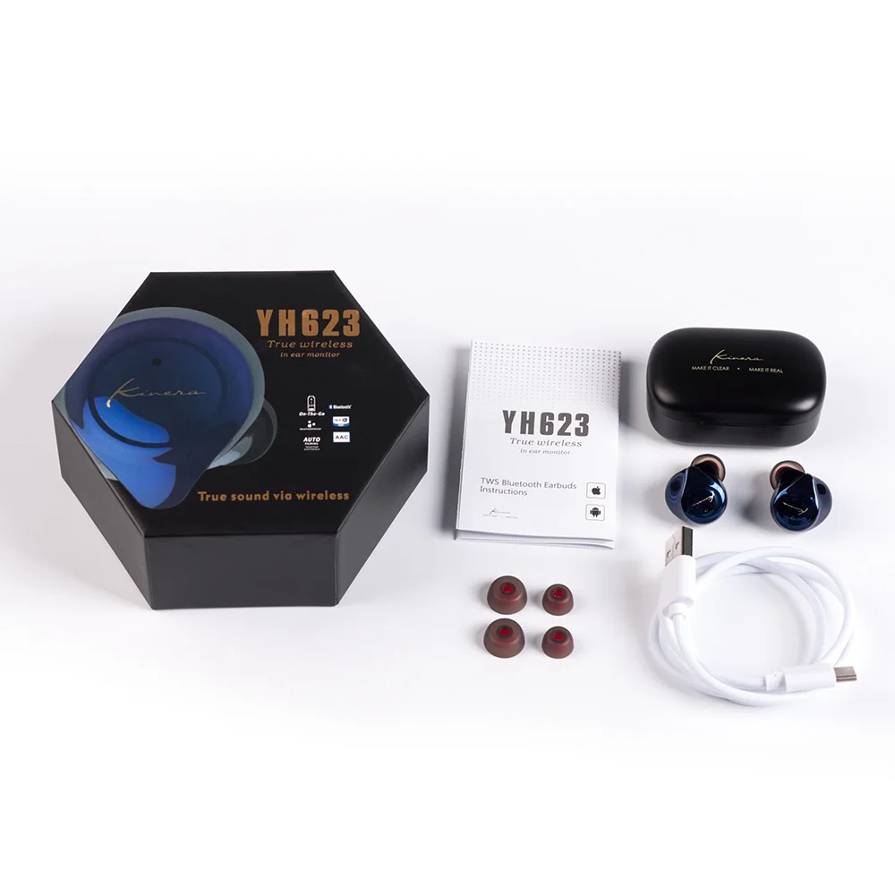 

Original KINERA YH623 TWS In Ear Monitor Earphones Wireless Bluetooth 5.0 Noise-Cancellation Earbuds HIFI DJ Earphone