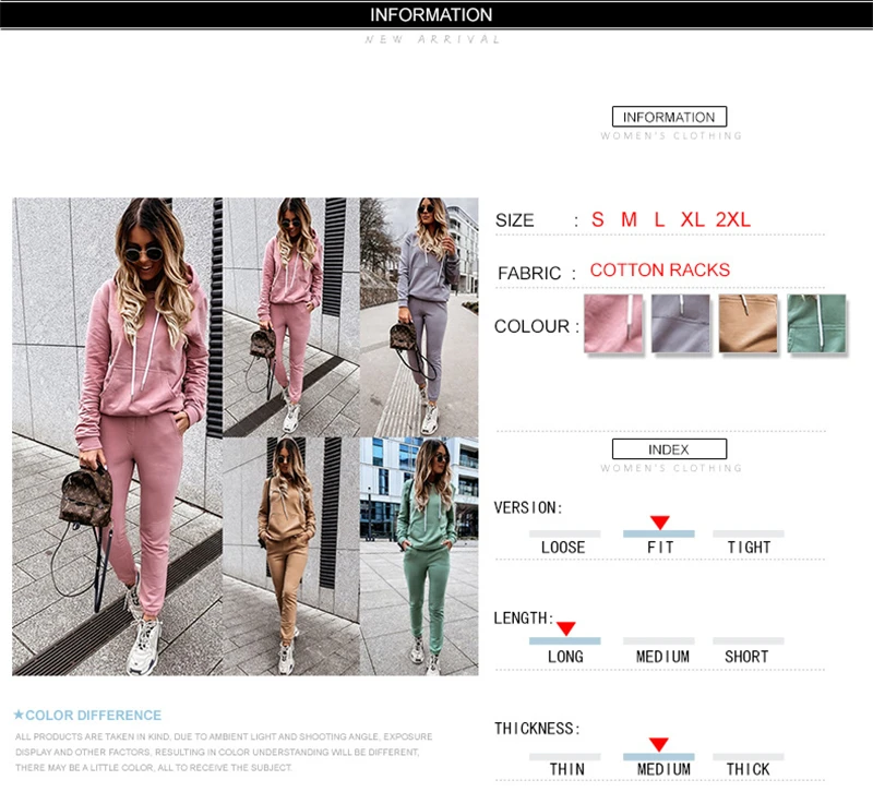 

2 Two Piece Set Women Spring Autumn Tracksuit Solid Hooded Sweatshirt Top and Pants Leisure Suit Casual Loose Outfits Sportswear