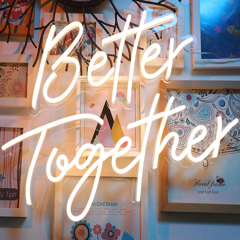 Светодиодная неоновая вывеска лучше вместе 23 х17 дюйма комнатное настенное