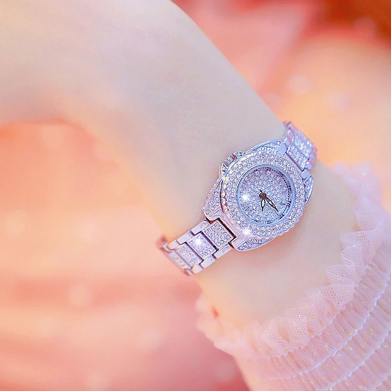 Женские часы с кристаллами дизайнерские брендовые роскошные женские из розового
