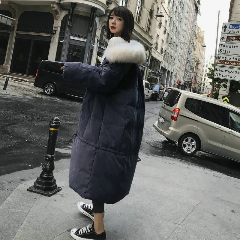 

Winter 2020 Jacket Long Hooded Women's Parka Coat With Hooded Large Fur Collar Loose Casual Thick Warm High-quality Puffer Coat