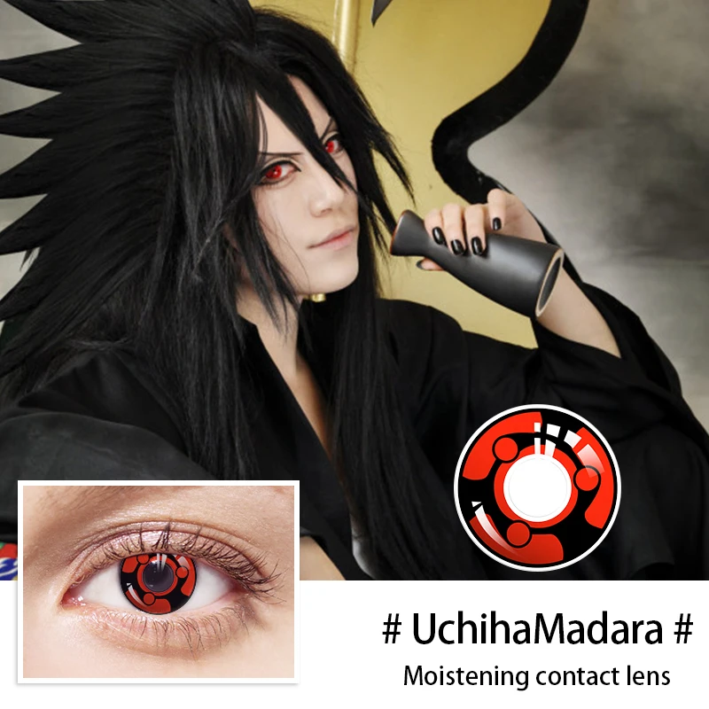 nideyanj 2pcs pair sharingan contact lenses cosplay red lens eyes sharingan colored contacted lenses for eyes free global shipping