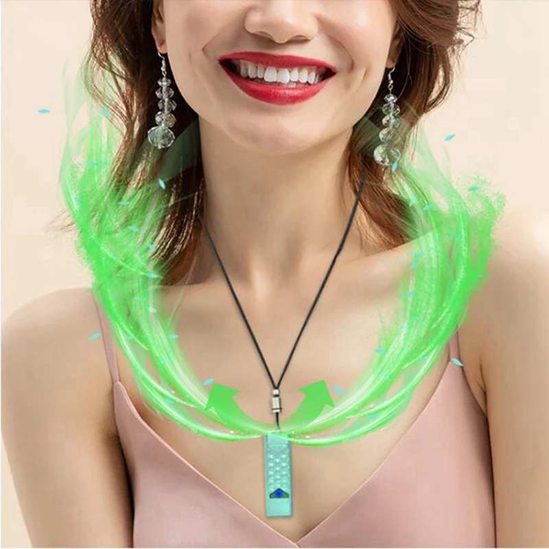 

2 Pcs Personal Air Purifier Necklace Wearable Mini Portable Air Freshner Ionizer Negative Ion Generator Black & Green