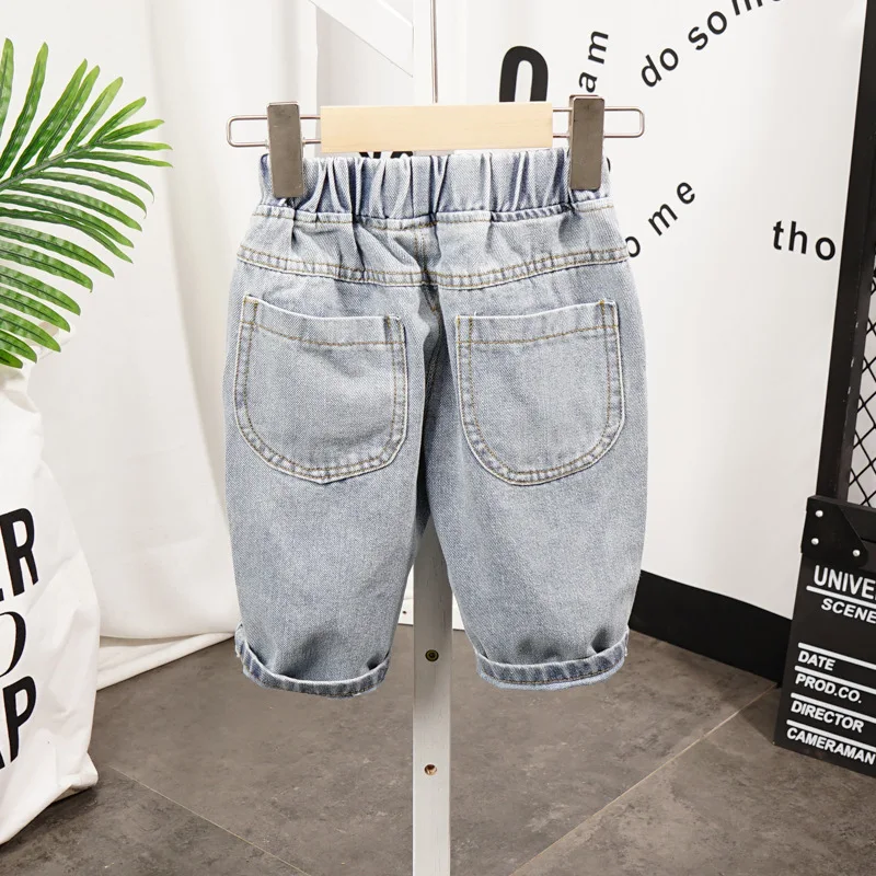 

2PCS WLG Boys Summer Outfits Kids Cartoon Black Short Sleeve T Shirt and Ripped Denim Short Set Baby Boy Fashion Clothes 2-6T