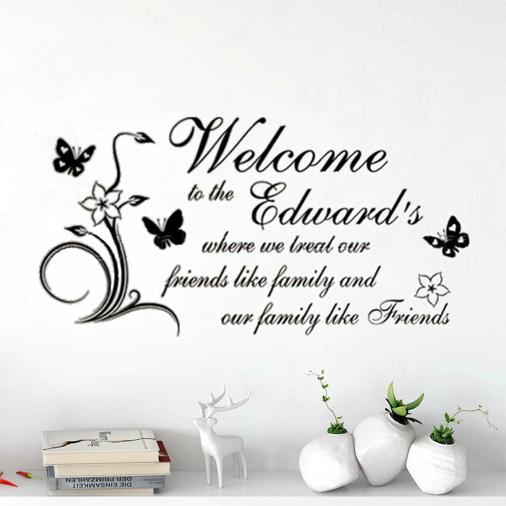 

Wall Decals Welcome Murals Home Bedroom Livingroom Decoration Stickers Vinyl Personalised Family Custom Name Poster DW21542
